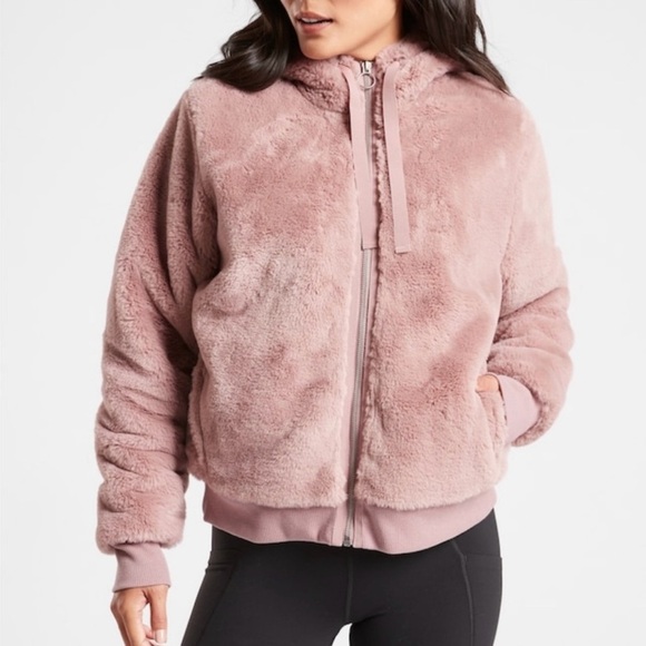 Athleta Teddy Ritual Mauve Pink Jacket Coat XS - Picture 1 of 6